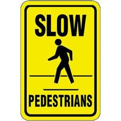 Slow Pedestrians with Pedestrian Symbol Sign