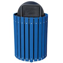 Round Slatted 32 Gallon Receptacles with Dome Lid