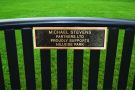 Slatted Metal Bench Bronze Plaques
